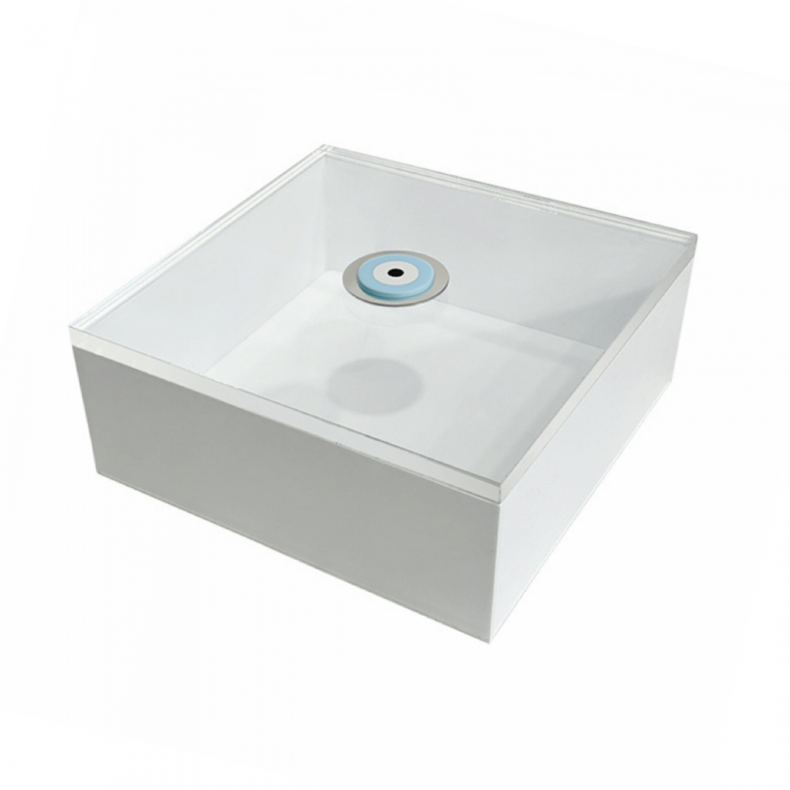 White plexiglass box with transparent lid and corian eye 20 x 20 x 8cm, ac1410 GIFTS Κοσμηματα - chrilia.gr