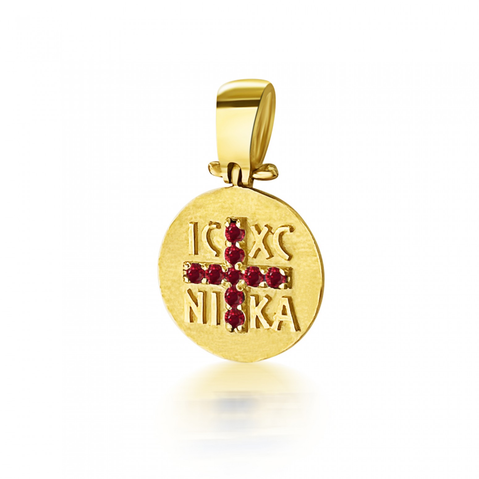  Byzantine K14 gold with red zircon me2235 BABIES Κοσμηματα - chrilia.gr