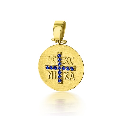  Byzantine K14 gold with blue zircon me2233 BABIES Κοσμηματα - chrilia.gr
