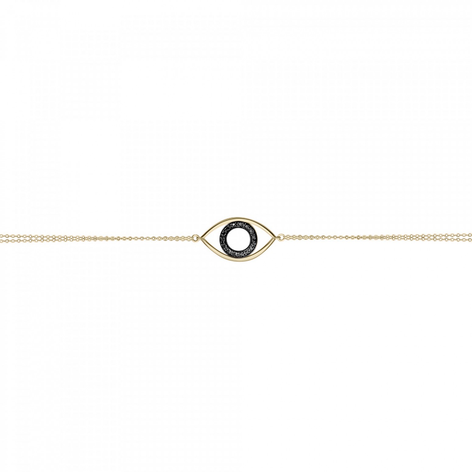 Eye bracelet, Κ14 gold with black diamonds 0.06ct, br3055 BRACELETS Κοσμηματα - chrilia.gr