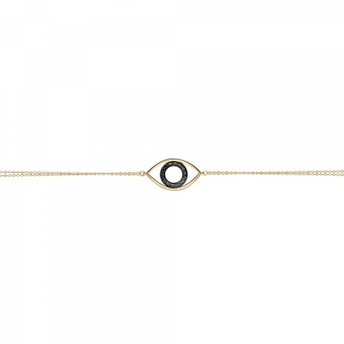 Eye bracelet, Κ14 gold with black diamonds 0.06ct, br3055 BRACELETS Κοσμηματα - chrilia.gr