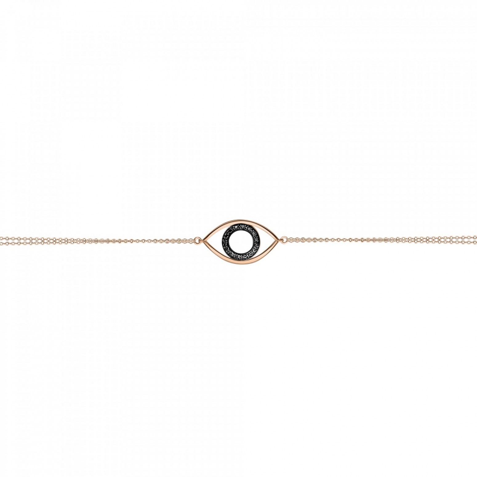 Eye bracelet, Κ14 pink gold with black diamonds 0.06ct, br1642 BRACELETS Κοσμηματα - chrilia.gr