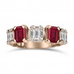 Half stone ring 18K pink gold with rubies 1.30ct and diamonds 0.45ct, VS1, G, da4320 ENGAGEMENT RINGS Κοσμηματα - chrilia.gr