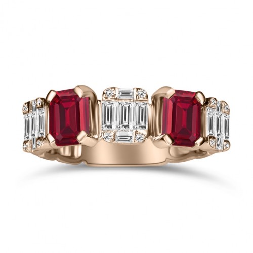 Μισόβερο δαχτυλίδι Κ18 ροζ χρυσό με ρουμπίνια 1.30ct και διαμάντια 0.45ct, VS1, G, da4320 ΔΑΧΤΥΛΙΔΙΑ ΑΡΡΑΒΩΝΑ Κοσμηματα - chrilia.gr