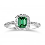 Solitaire ring 18K white gold with emerald 0.60ct and diamonds, VS1, G da4319 ENGAGEMENT RINGS Κοσμηματα - chrilia.gr