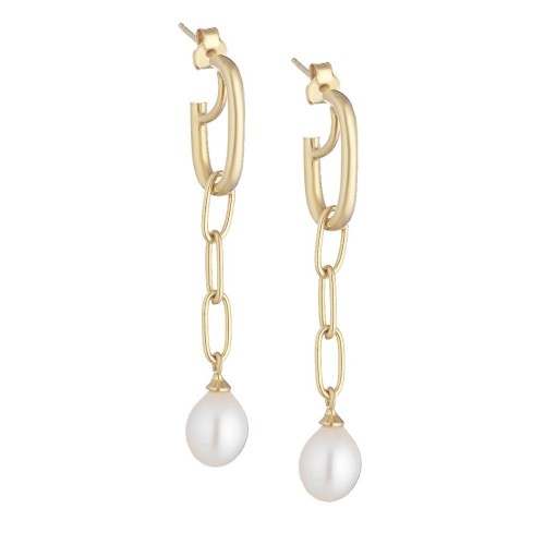 Marcello Pane earrings gold plated silver with pearls, ORSP 028, sk3895 EARRINGS Κοσμηματα - chrilia.gr