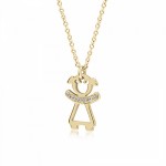 Necklace for baby and mum, K14 gold with girl and diamonds 0.02ct, VS2, H, pk0204 NECKLACES Κοσμηματα - chrilia.gr