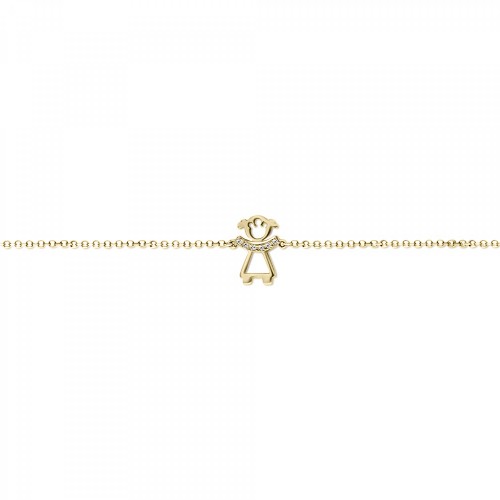 Παιδικό βραχιόλι Κ14 χρυσό με κοριτσάκι και διαμάντια 0.02ct, VS2, H,  pb0439 ΒΡΑΧΙΟΛΙΑ Κοσμηματα - chrilia.gr