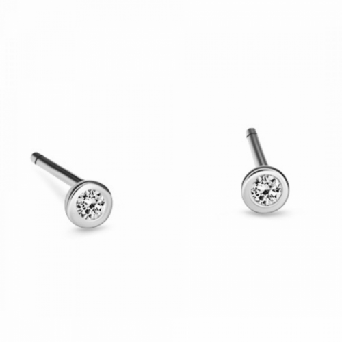 Solitaire earrings 14K white gold with diamonds 0.08ct, VS1, G sk4086