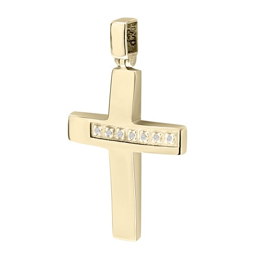 Βαπτιστικός σταυρός Κ14 χρυσό με ζιργκόν st4120
