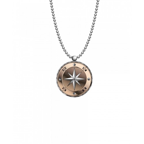 Necklace for men Zancan with steel and compass, EHC148, ko6096 NECKLACES Κοσμηματα - chrilia.gr