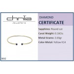 Bracelet handcuffs, Κ14 gold with sapphires 0.16ct, br3032 BRACELETS Κοσμηματα - chrilia.gr