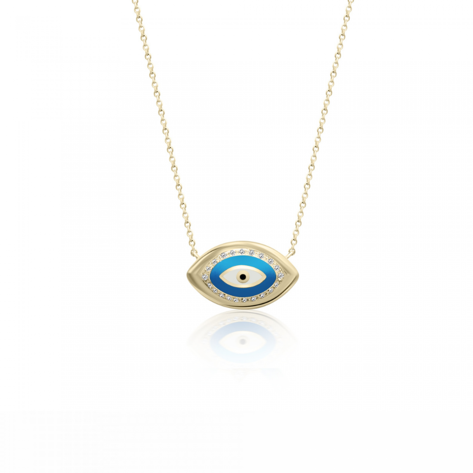 Eye necklace, Κ18 gold with diamonds 0.21ct, VS1, G and enamel, ko6008 NECKLACES Κοσμηματα - chrilia.gr