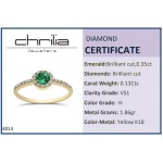 Solitaire ring 18K gold with emerald 0.35ct and diamonds VS1, Η da4013 ENGAGEMENT RINGS Κοσμηματα - chrilia.gr