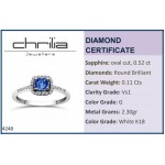 Solitaire ring 18K white gold with blue sapphire 0.52ct and diamonds, VS1, G da4248 ENGAGEMENT RINGS Κοσμηματα - chrilia.gr