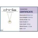 Round necklace, Κ14 gold with diamonds 0.04ct, VS2, H ko4995 NECKLACES Κοσμηματα - chrilia.gr