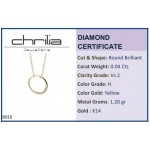 Round necklace, Κ14 gold with diamonds 0.04ct, VS2, H ko6016 NECKLACES Κοσμηματα - chrilia.gr
