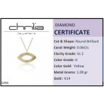 Eye necklace, Κ14 gold with diamond 0.01ct, VS2, H ko5294 NECKLACES Κοσμηματα - chrilia.gr