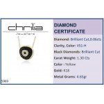 Eye necklace, Κ18 gold with Black diamonds 1.30ct and white diamonds 0.10ct, VS1, H ko5969 NECKLACES Κοσμηματα - chrilia.gr