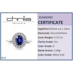 Multistone ring 18K white gold with sapphire 1.16ct and diamonds, VS1, G da4313 ENGAGEMENT RINGS Κοσμηματα - chrilia.gr