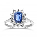 Solitaire ring 18K white gold with sapphire 0.59ct and diamonds , VS1, G da4315 ENGAGEMENT RINGS Κοσμηματα - chrilia.gr