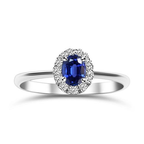 Solitaire ring 18K white gold with sapphire 0.27ct and diamonds, VS1, G da4316 ENGAGEMENT RINGS Κοσμηματα - chrilia.gr