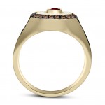 Δαχτυλίδι, Κ18 χρυσό με ρουμπίνι 0.24ct, καφέ διαμάντια 0.17ct και σμάλτο, da4297 ΔΑΧΤΥΛΙΔΙΑ Κοσμηματα - chrilia.gr