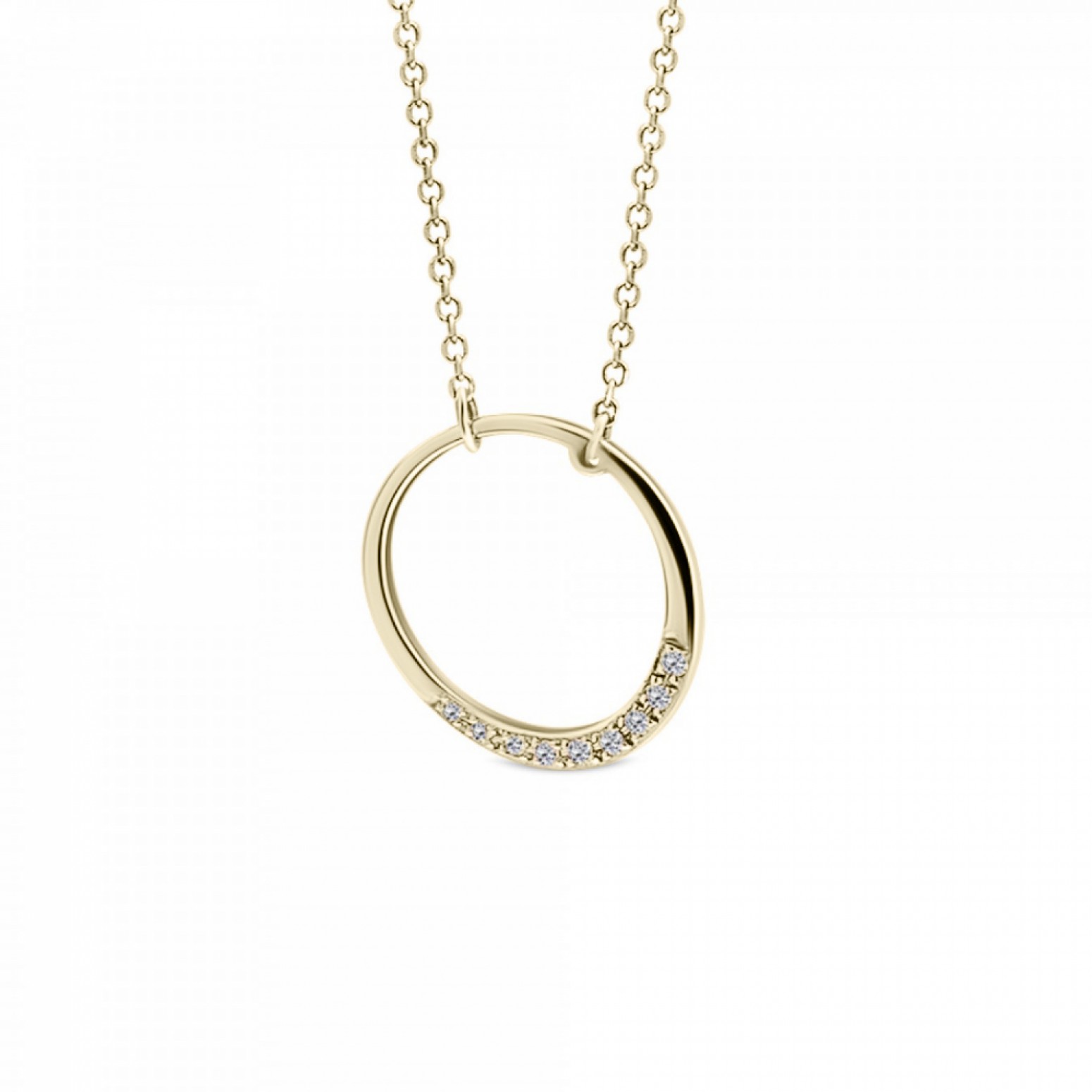 Round necklace, Κ14 gold with diamonds 0.04ct, VS2, H ko6016 NECKLACES Κοσμηματα - chrilia.gr