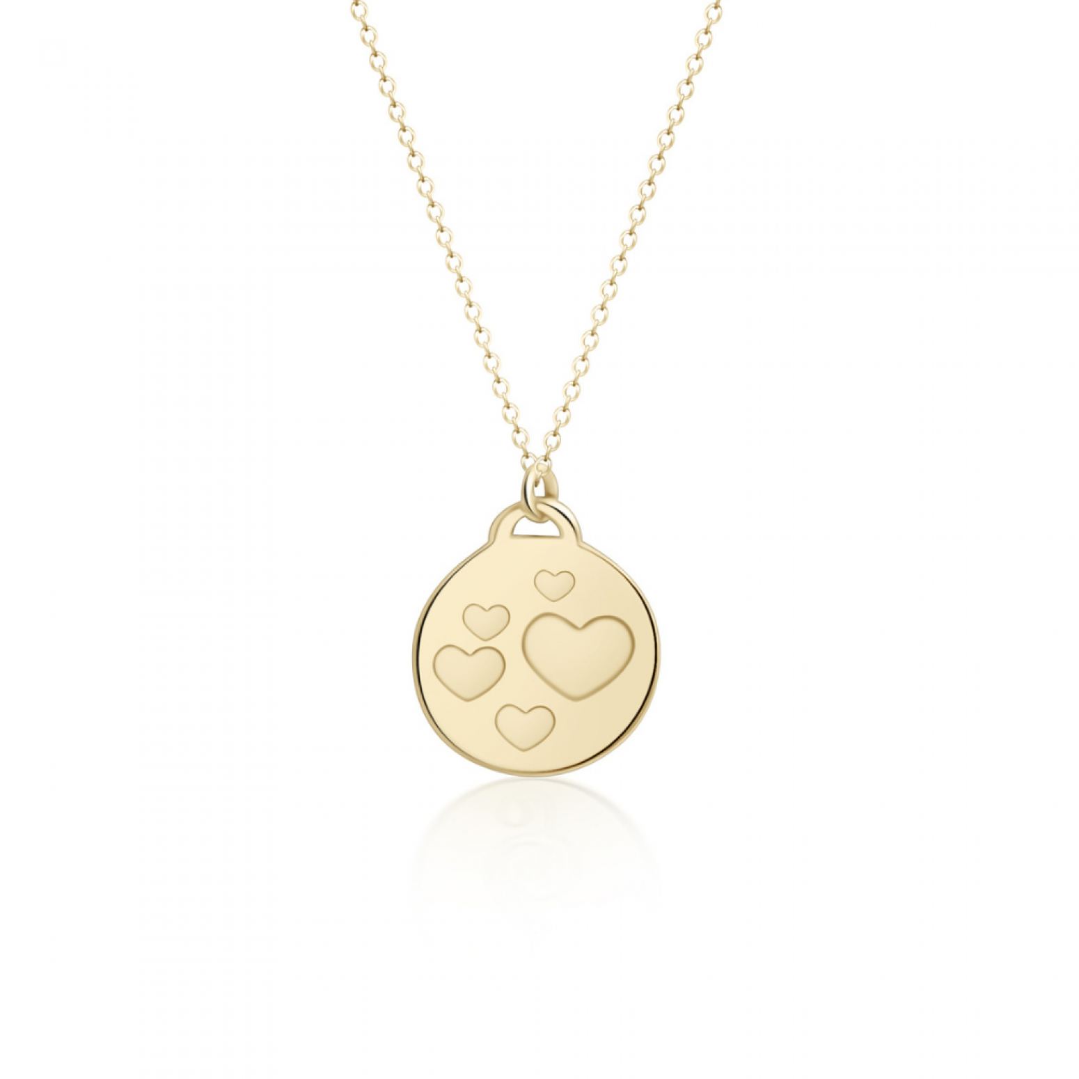Round necklace, Κ14 gold with hearts, ko4981 NECKLACES Κοσμηματα - chrilia.gr