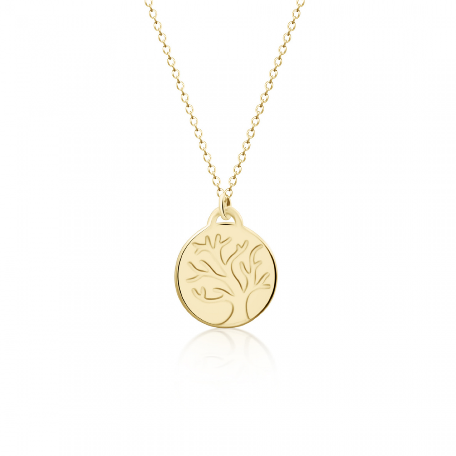 Round necklace, Κ14 gold with the tree of life, ko4982 NECKLACES Κοσμηματα - chrilia.gr