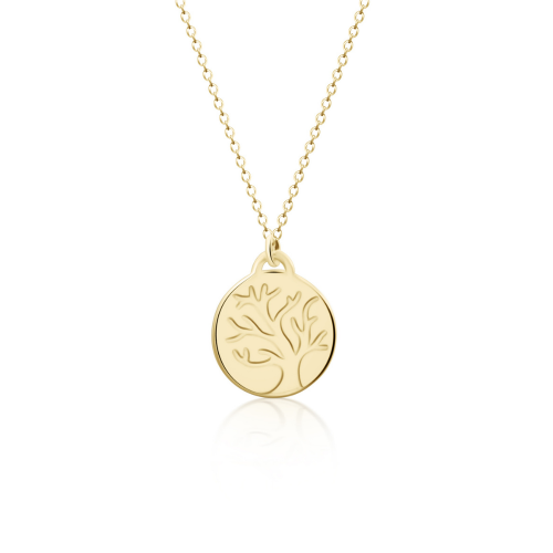 Round necklace, Κ14 gold with the tree of life, ko4982 NECKLACES Κοσμηματα - chrilia.gr