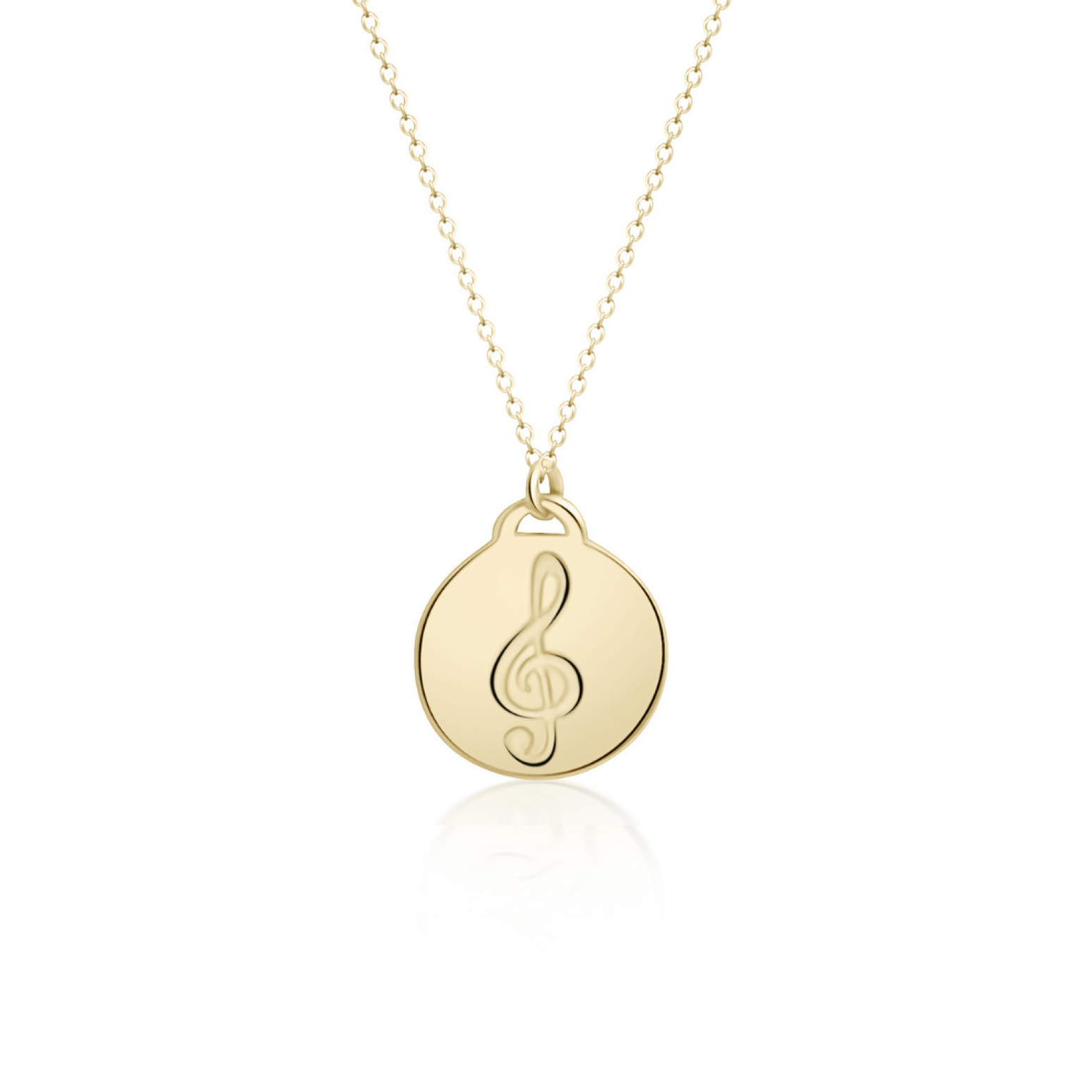 Round necklace, Κ14 gold with treble clef, ko4984 NECKLACES Κοσμηματα - chrilia.gr