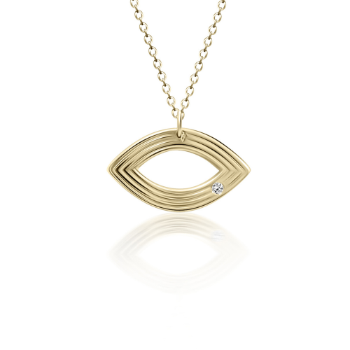 Eye necklace, Κ14 gold with diamond 0.01ct, VS2, H ko5294 NECKLACES Κοσμηματα - chrilia.gr