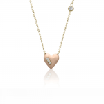 Heart necklace Κ18 gold with diamonds 0.06ct, VS1, G and enamel ko6006 NECKLACES Κοσμηματα - chrilia.gr