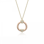 Round necklace with hearts, Κ18 gold with diamonds 0.08ct, VS1, G and enamel ko6007 NECKLACES Κοσμηματα - chrilia.gr