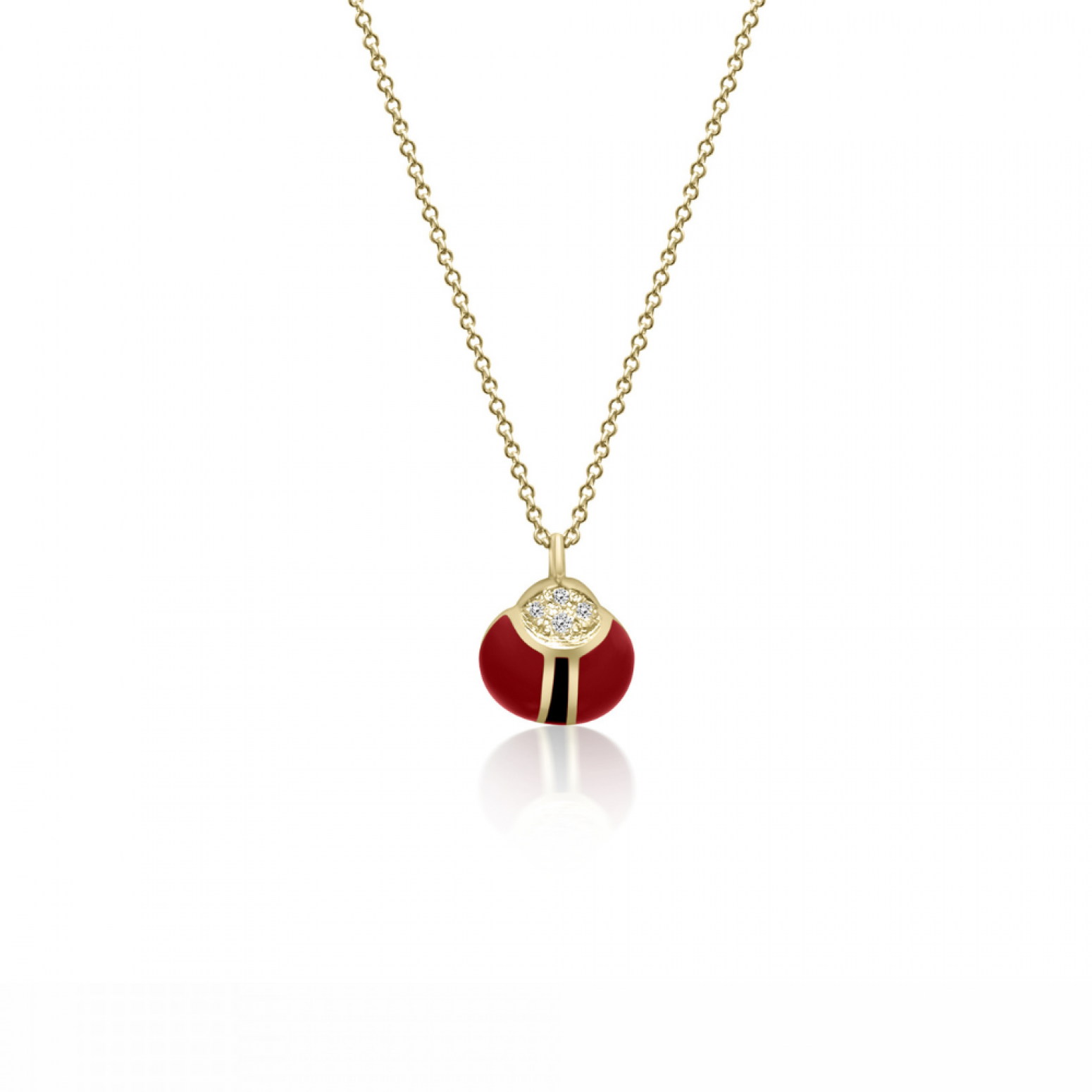 Ladybug necklace Κ18 gold with diamonds 0.04ct, VS1, G and enamel ko6010 NECKLACES Κοσμηματα - chrilia.gr