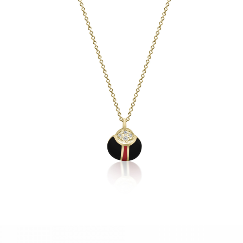 Ladybug necklace Κ18 gold with diamonds 0.04ct, VS1, G and enamel ko6013 NECKLACES Κοσμηματα - chrilia.gr