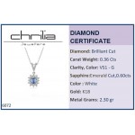 Multistone necklace 18K white gold with sapphire 0.60ct and diamonds 0.36ct, VS1, G ko6072 NECKLACES Κοσμηματα - chrilia.gr