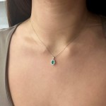Solitaire rosette necklace, Κ18 white gold with emerald 0.34ct and diamond 0.18ct, VS1, G, ko6074 NECKLACES Κοσμηματα - chrilia.gr