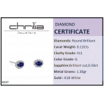 Rosette earrings 18K white gold with sapphires 0.50ct and diamonds 0.12ct VS1, G sk4247 EARRINGS Κοσμηματα - chrilia.gr