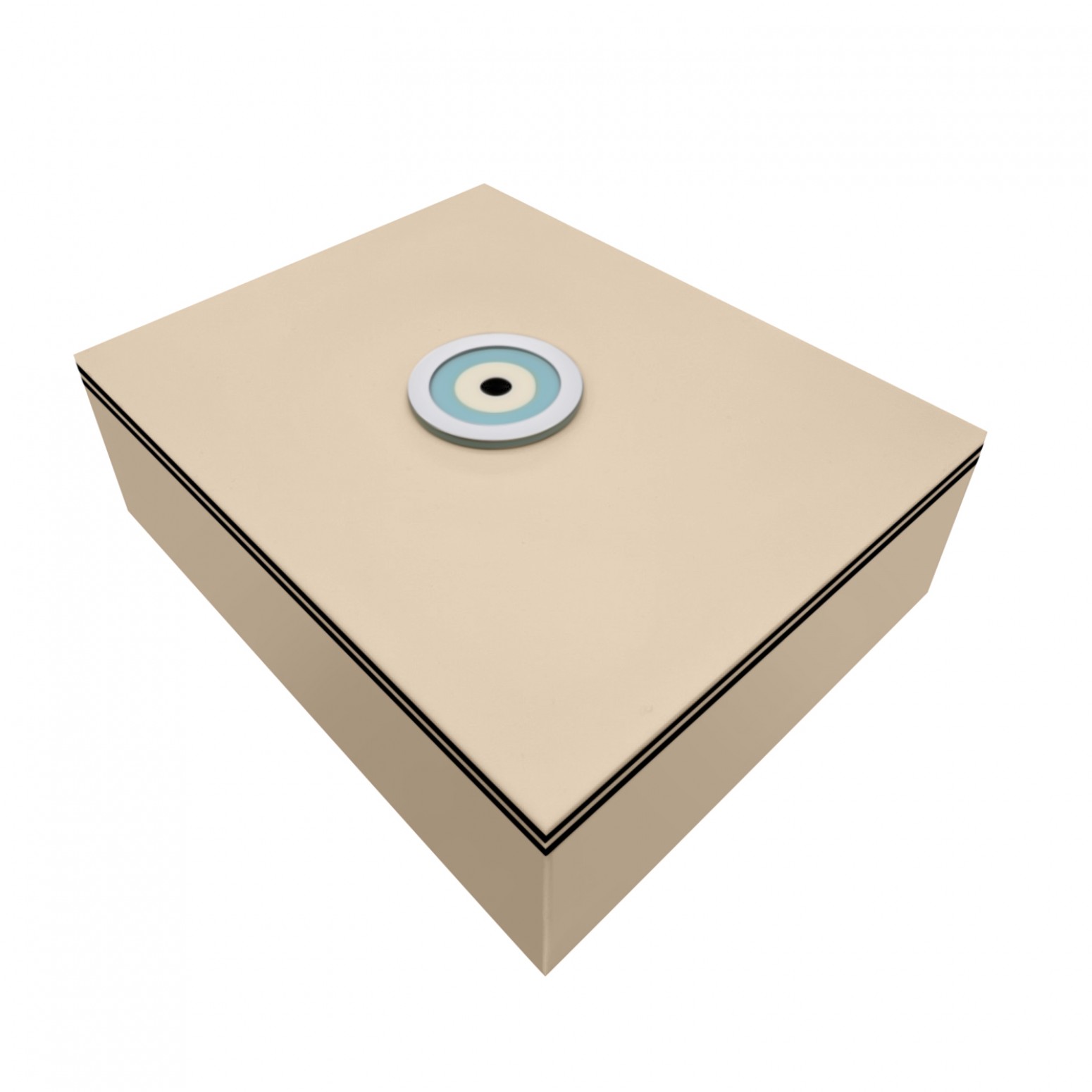 Beige Mat plexiglass box with corian eye and inox 25 x 20 x 8cm, ac1669 GIFTS Κοσμηματα - chrilia.gr