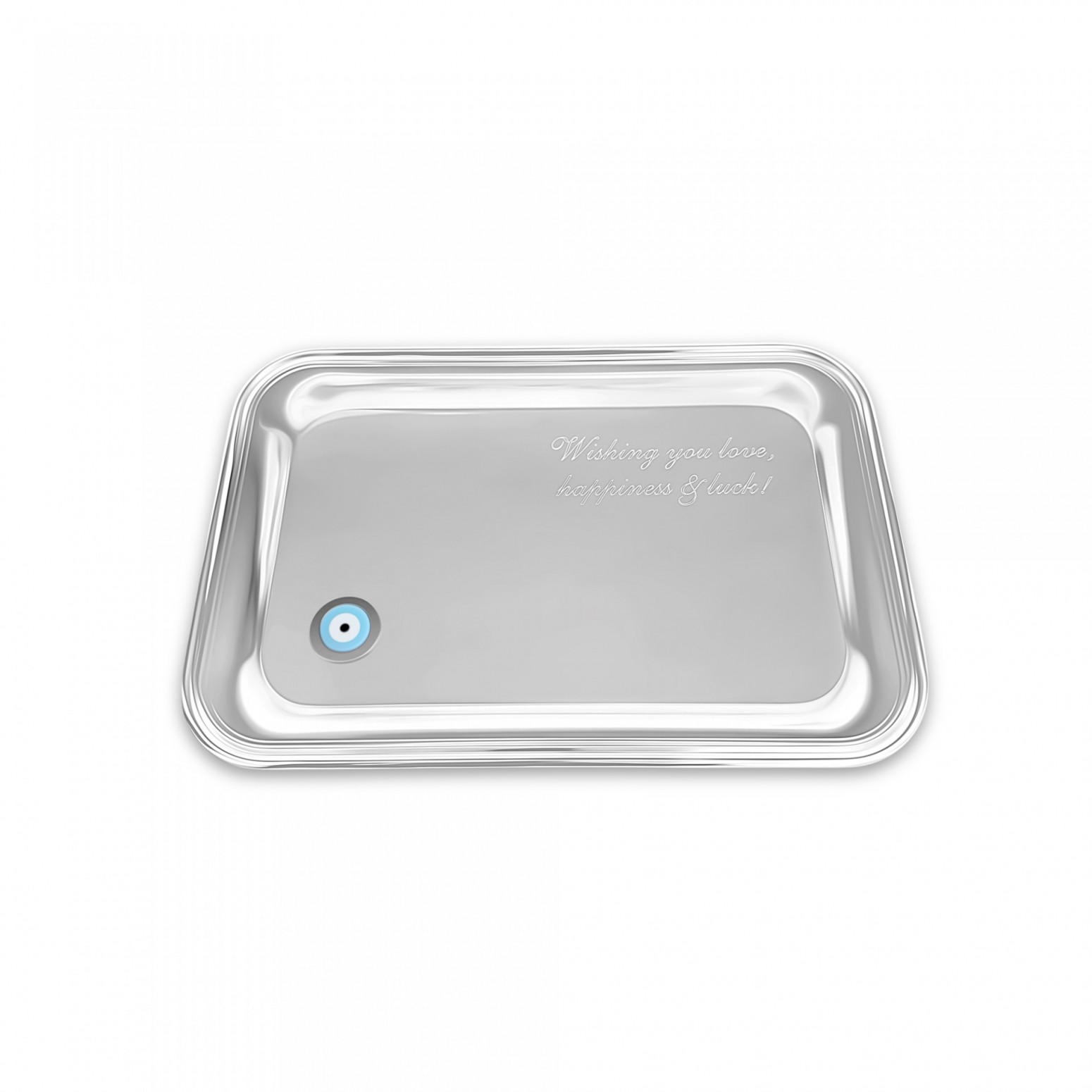 Silver plated tray with wishes, corian eye and inox, ac1667 GIFTS Κοσμηματα - chrilia.gr