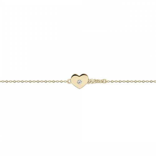 Heart bracelet, Κ14 gold with diamond 0.02ct, VS2, H, br2398 BRACELETS Κοσμηματα - chrilia.gr