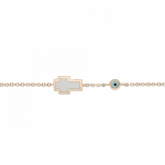 Bracelet with cross and eye, Κ9 pink gold with enamel, br2418 BRACELETS Κοσμηματα - chrilia.gr