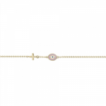 Bracelet with eye and cross, Κ9 gold with enamel, br2421 BRACELETS Κοσμηματα - chrilia.gr