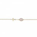 Bracelet with eye and cross, Κ9 gold with enamel, br2421 BRACELETS Κοσμηματα - chrilia.gr