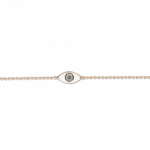 Eye bracelet Κ14 pink gold with blue,white zircon and enamel, br2469 BRACELETS Κοσμηματα - chrilia.gr