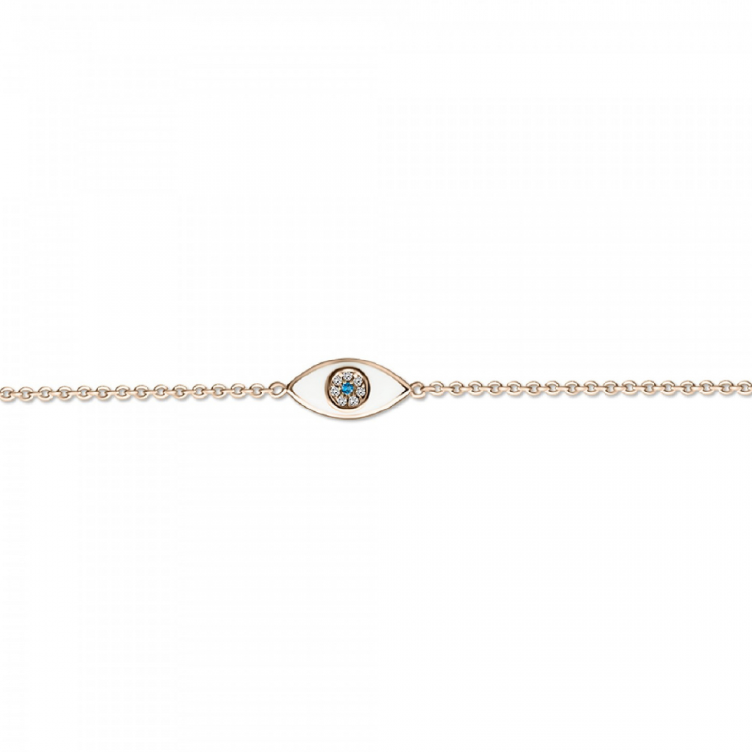 Eye bracelet Κ14 pink gold with blue,white zircon and enamel, br2469 BRACELETS Κοσμηματα - chrilia.gr