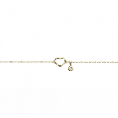 Bracelet with heart, Κ14 gold with diamond 0.02ct, VS2, H, br2553 BRACELETS Κοσμηματα - chrilia.gr