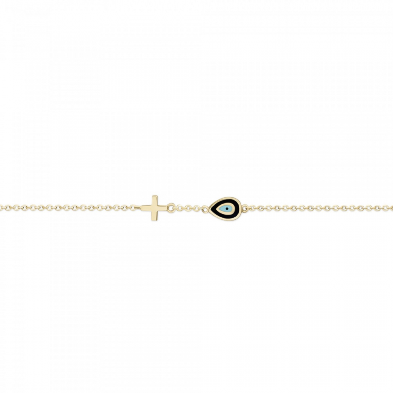 Bracelet with eye and cross, Κ9 gold with enamel, br2423 BRACELETS Κοσμηματα - chrilia.gr